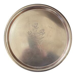 Vintage MCM Etched Floral Copper Serving Tray 11" cottagecore grandmacore
